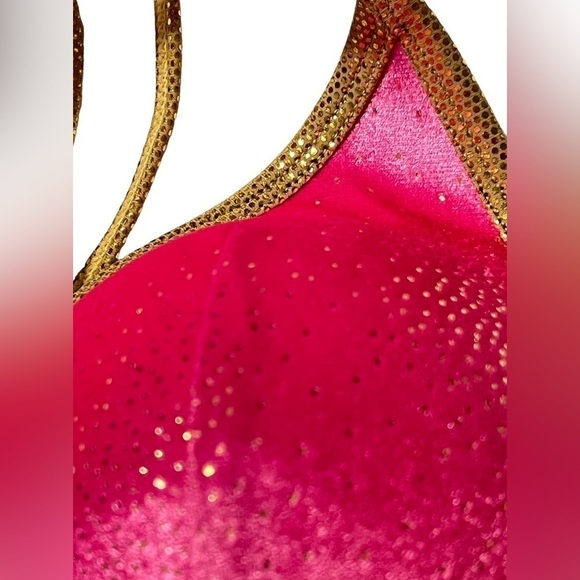 Velvet pink and gold bikini top XL - Picture 5 of 8